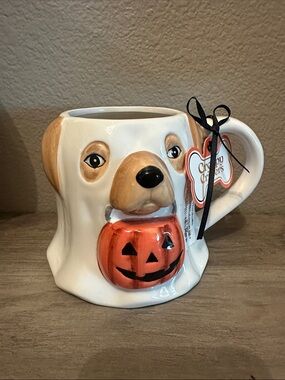 Creepy Critters Dog Halloween Mug With Pumpkin